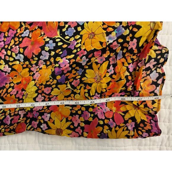 Rebecca Vallance Dress Womens 10 Black Multi Arles Midi Floral Pearl Buttons - Picture 10 of 12